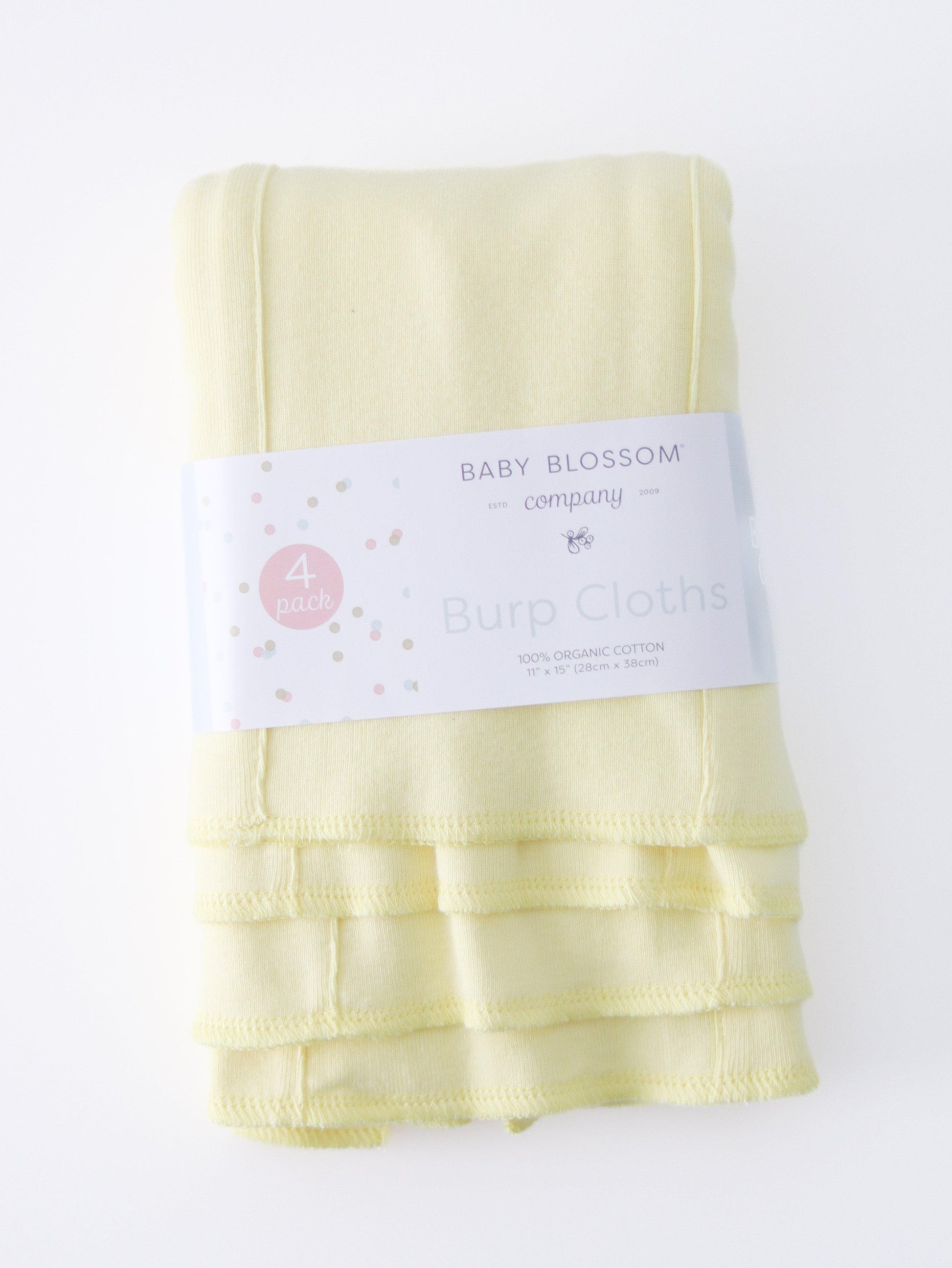 baby blossom yellow organic burp cloth 4 pack