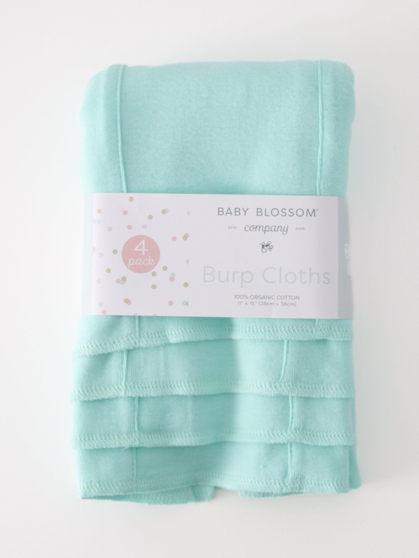 baby blossom mint organic burp cloth 4-pack