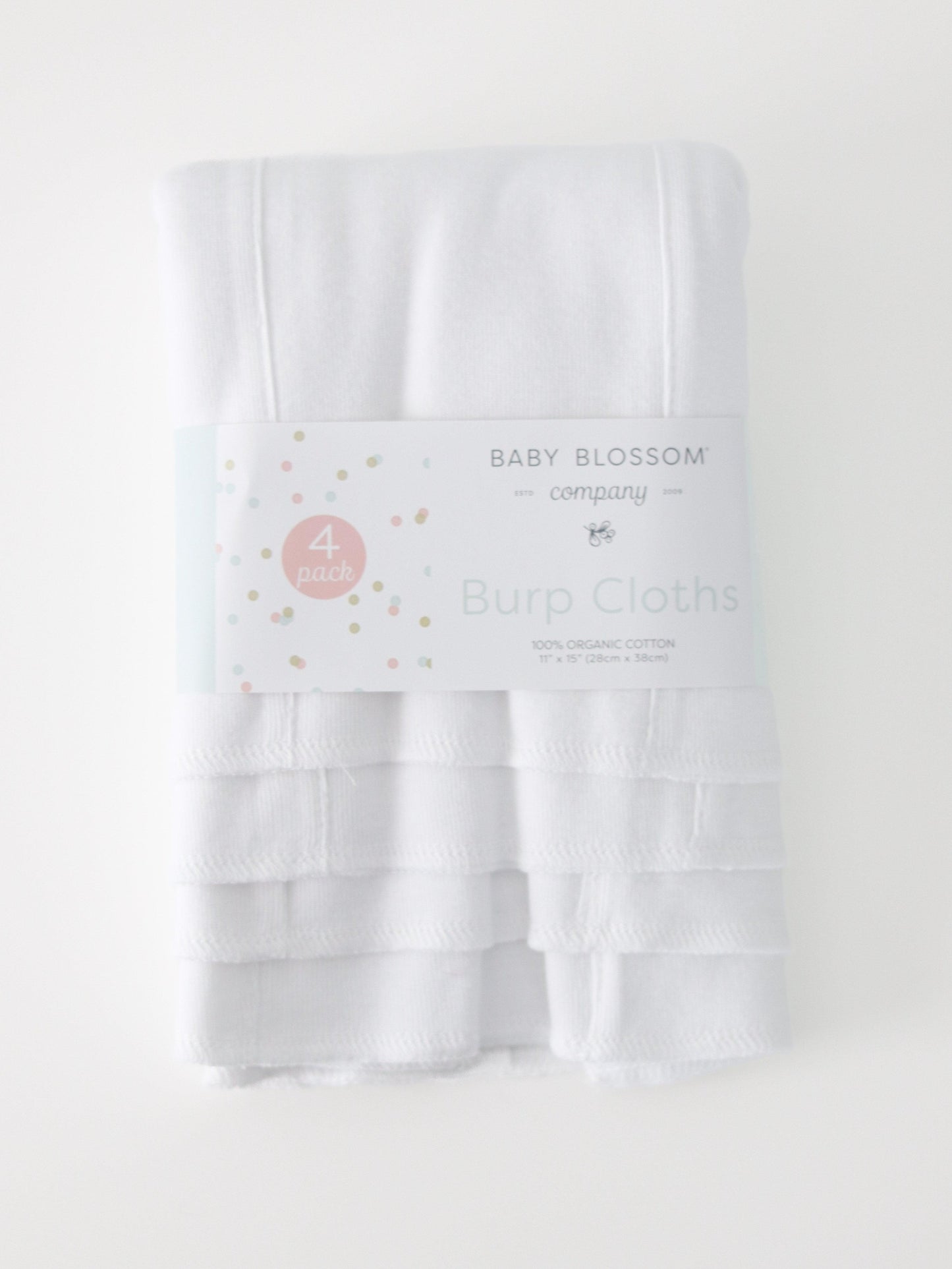 baby blossom white organic burp cloth 4 pack