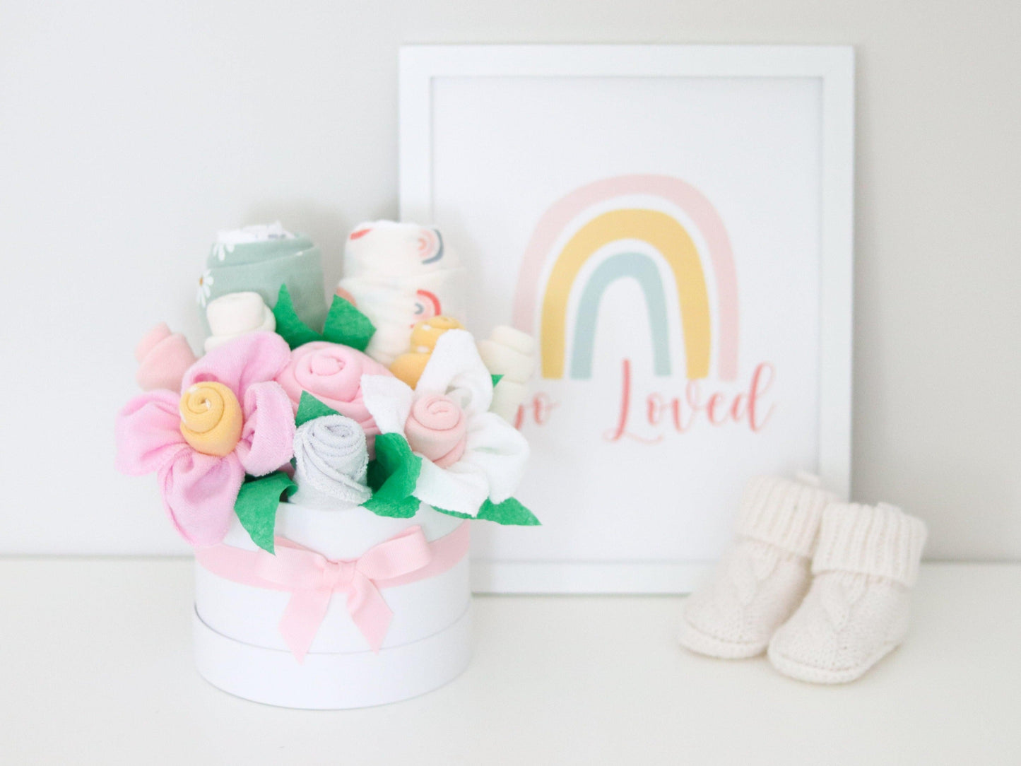 baby girl gift basket flower rainbow petite