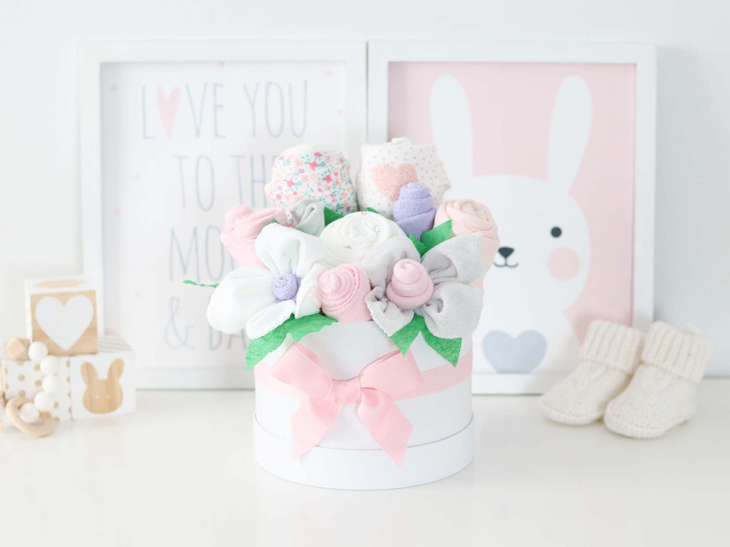 baby girl gift box flower bouquet
