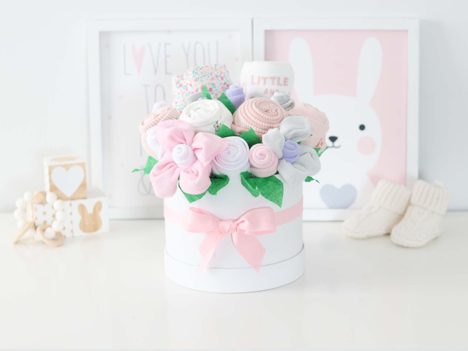 baby girl gift box flower bouquet