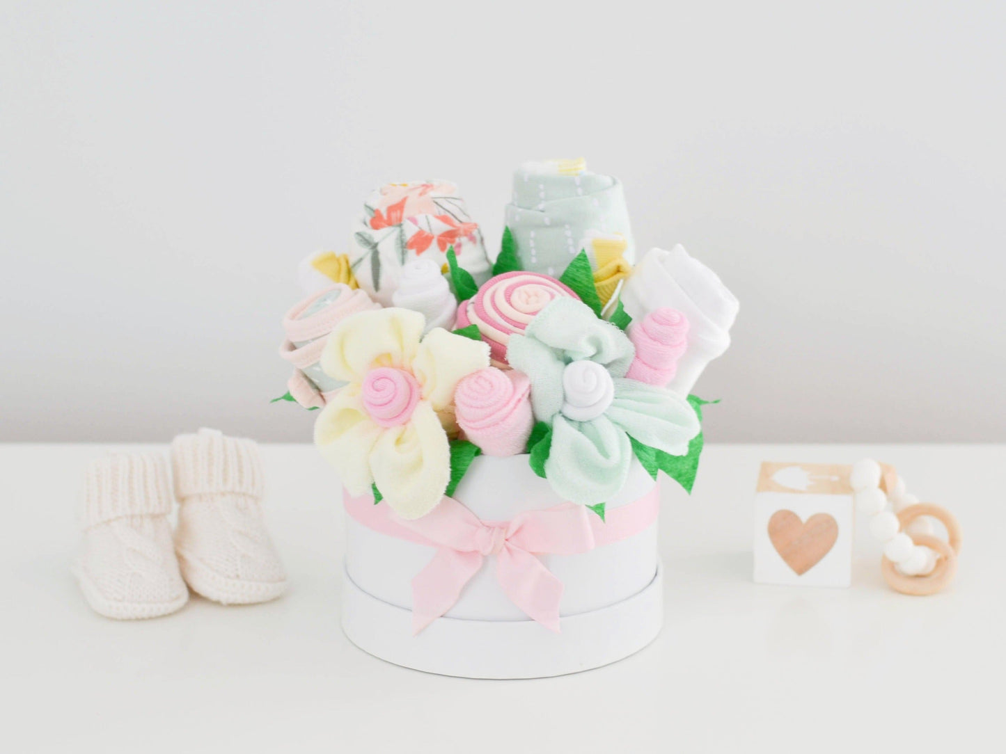 baby girl gift box flower bouquet classic