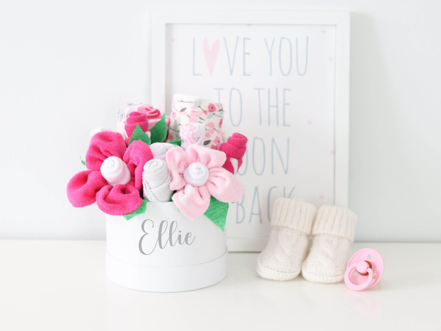 baby girl gift box personalized pink floral