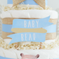 blue baby bear diaper cake sign