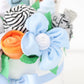 blue baby washcloth and sock flower 
