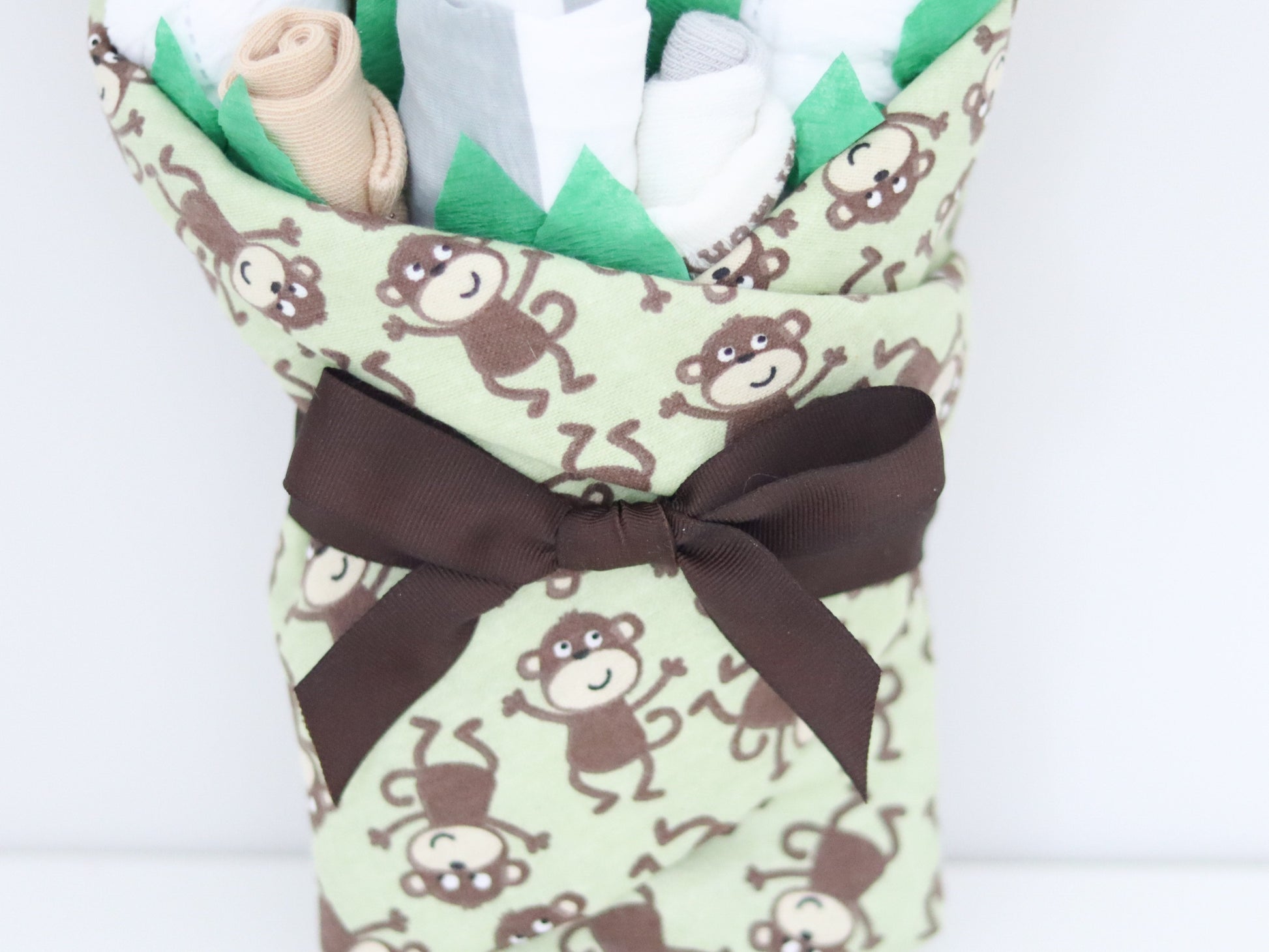 baby boy gift monkey receiving blanket with bow
