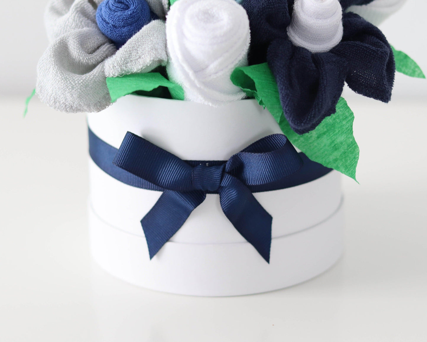 navy baby gift box bow