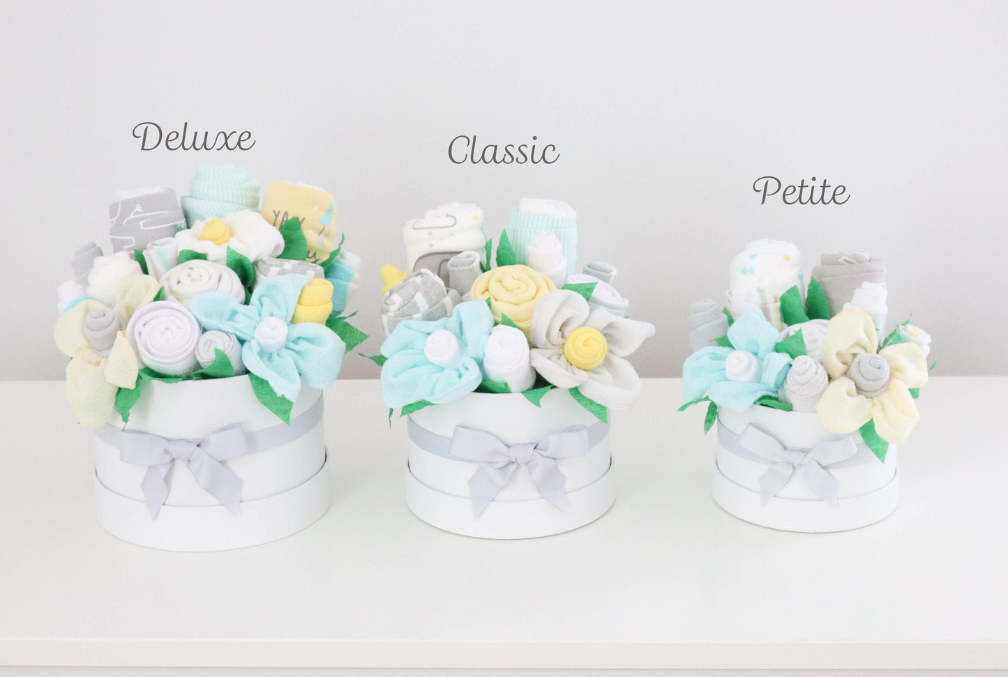 neutral baby gift flower bouquet collection