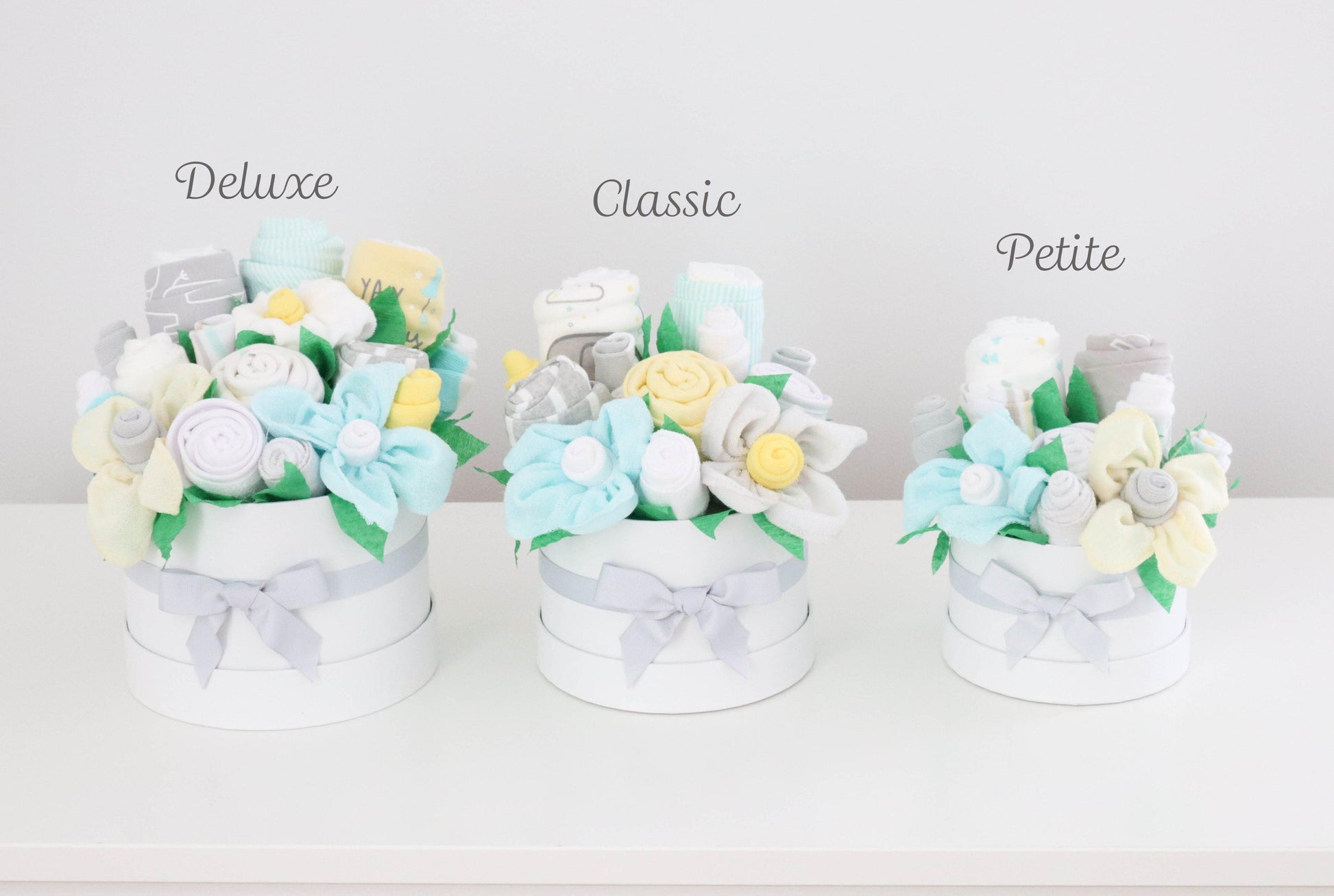neutral baby gift flower bouquet collection