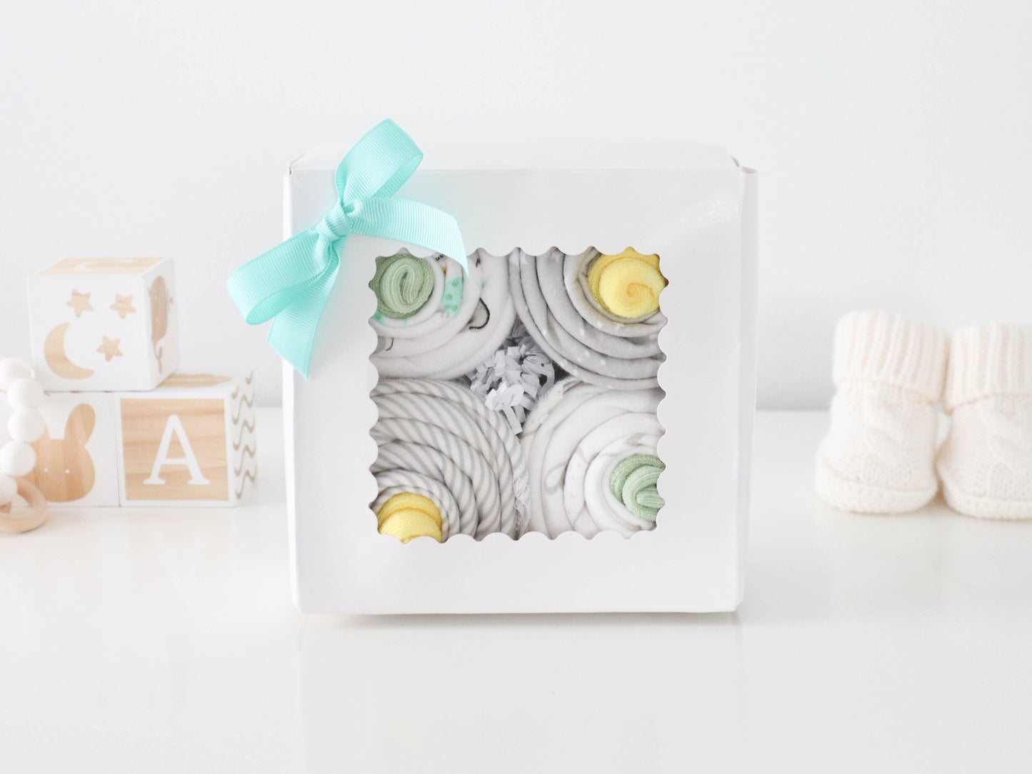 neutral baby receiving blanket cupcakes new mom gift