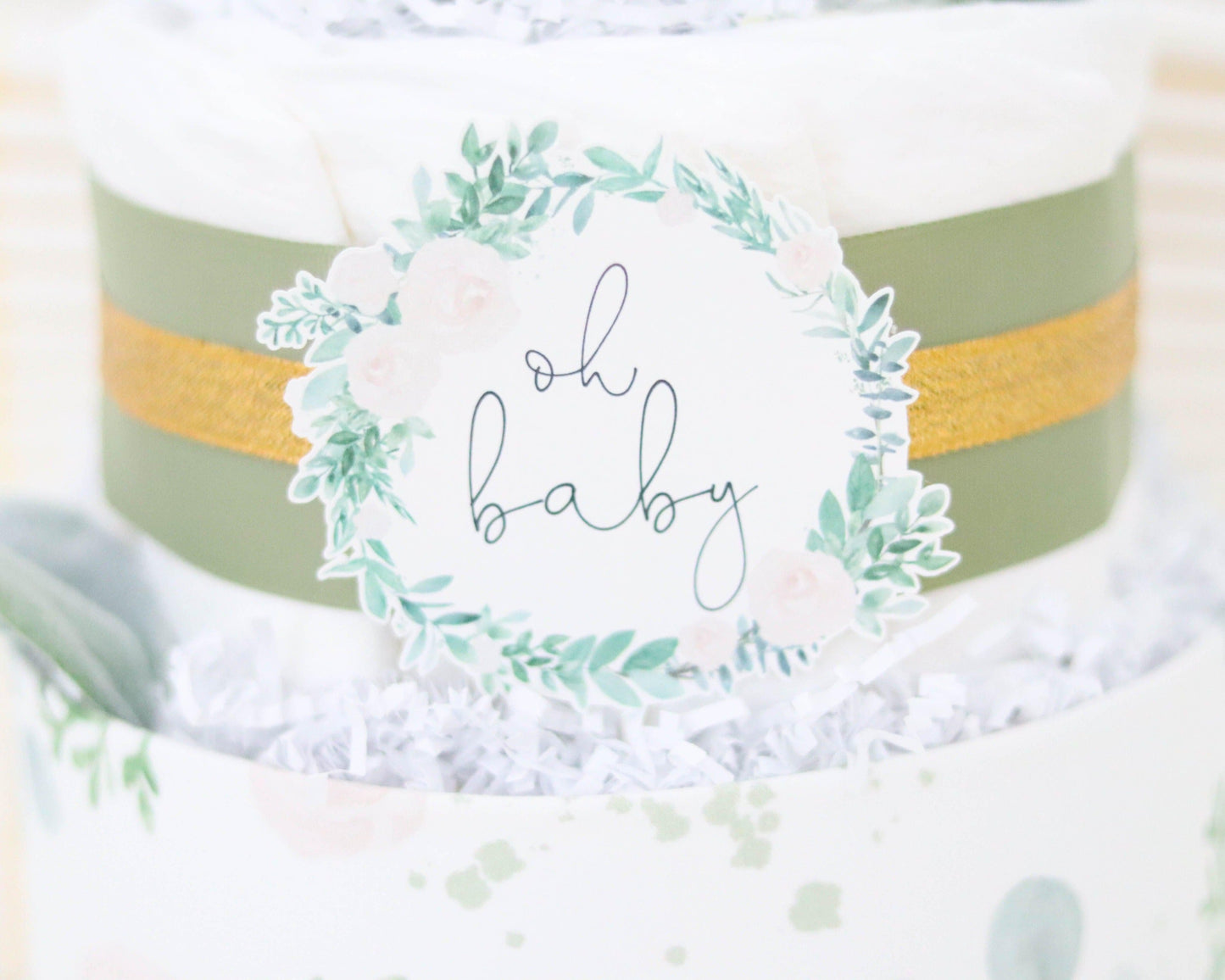 oh baby floral diaper cake sign