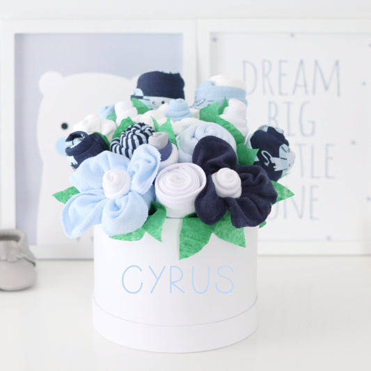 personalized baby boy gift basket blue