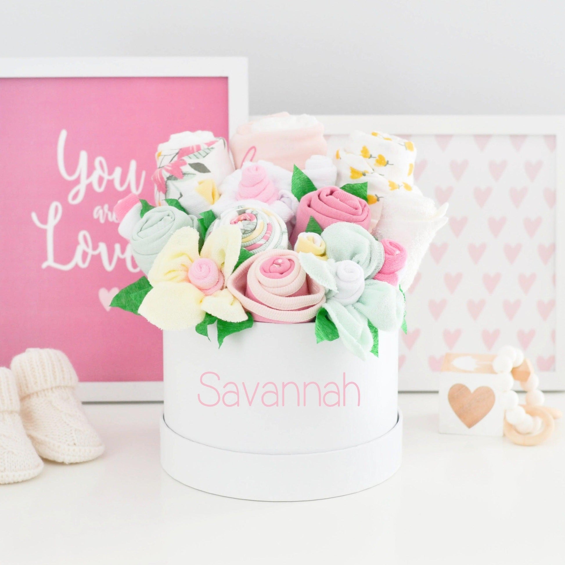 personalized baby girl gift basket spring meadow