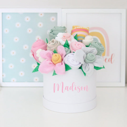 personalized baby girl gift box golden floral deluxe