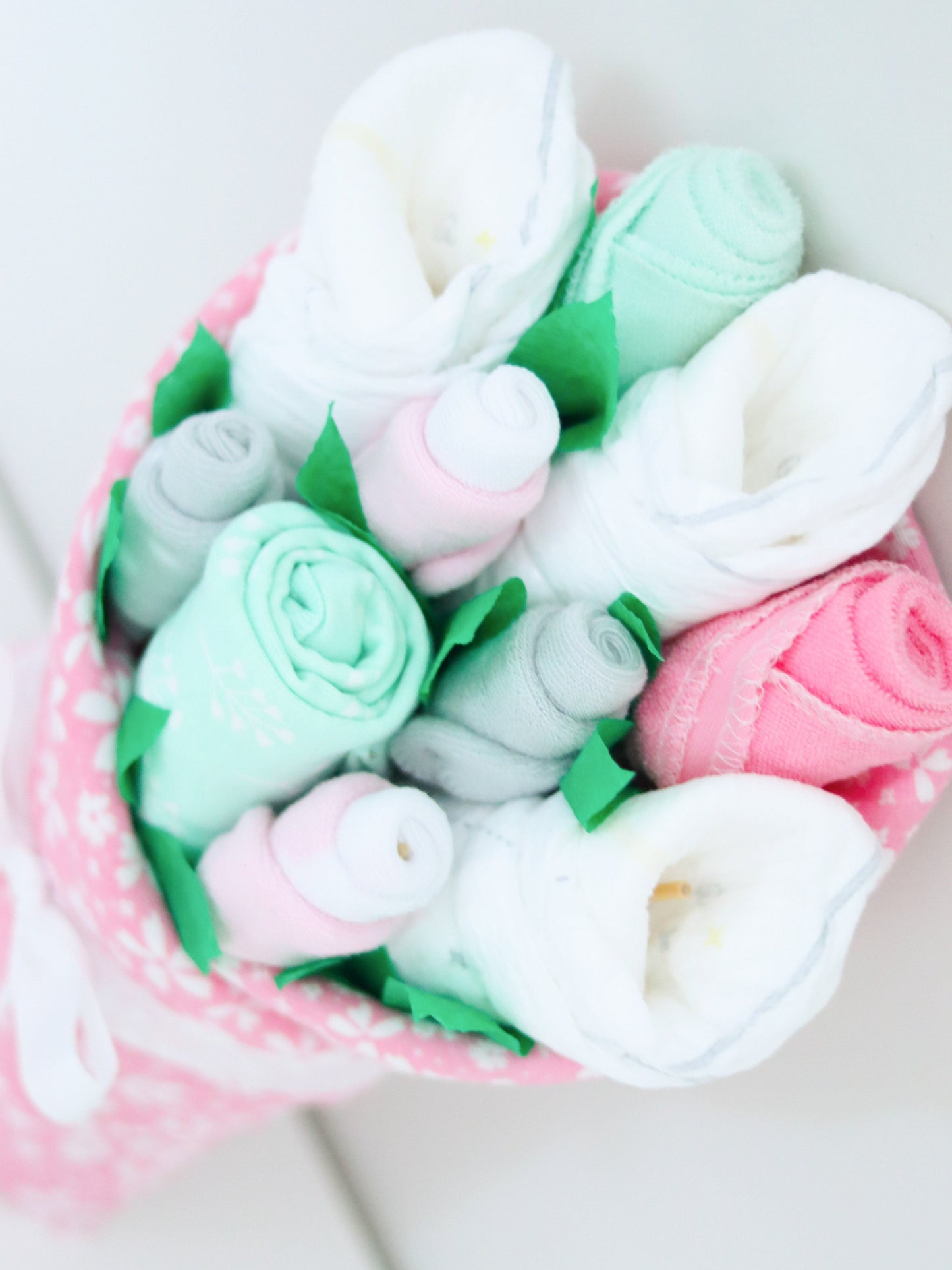 pink pedal baby gift clothing bouquet