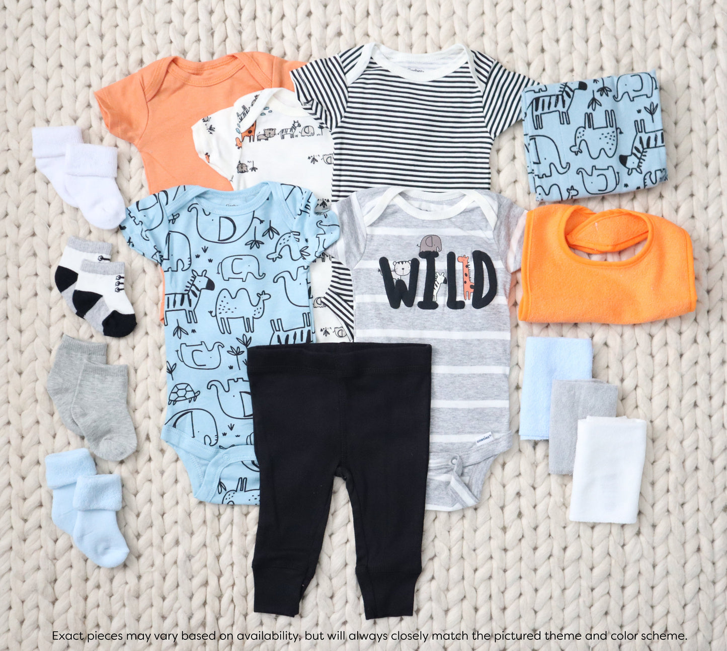 safari baby boy gift basket clothing contents
